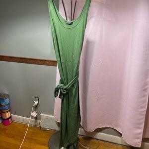 SHEIN olive green tie around dress